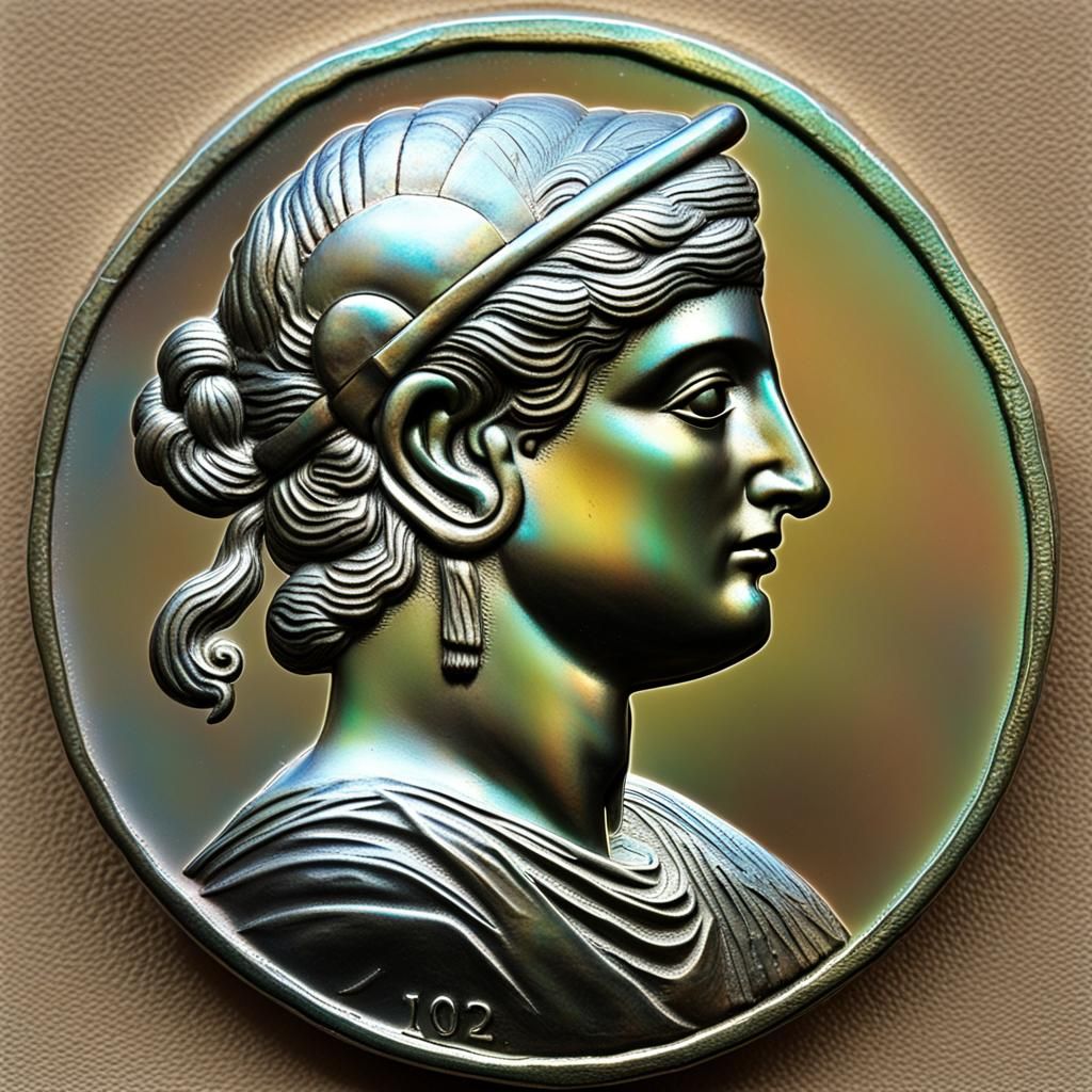 Iridiscent Silver Greek Coin of Athena