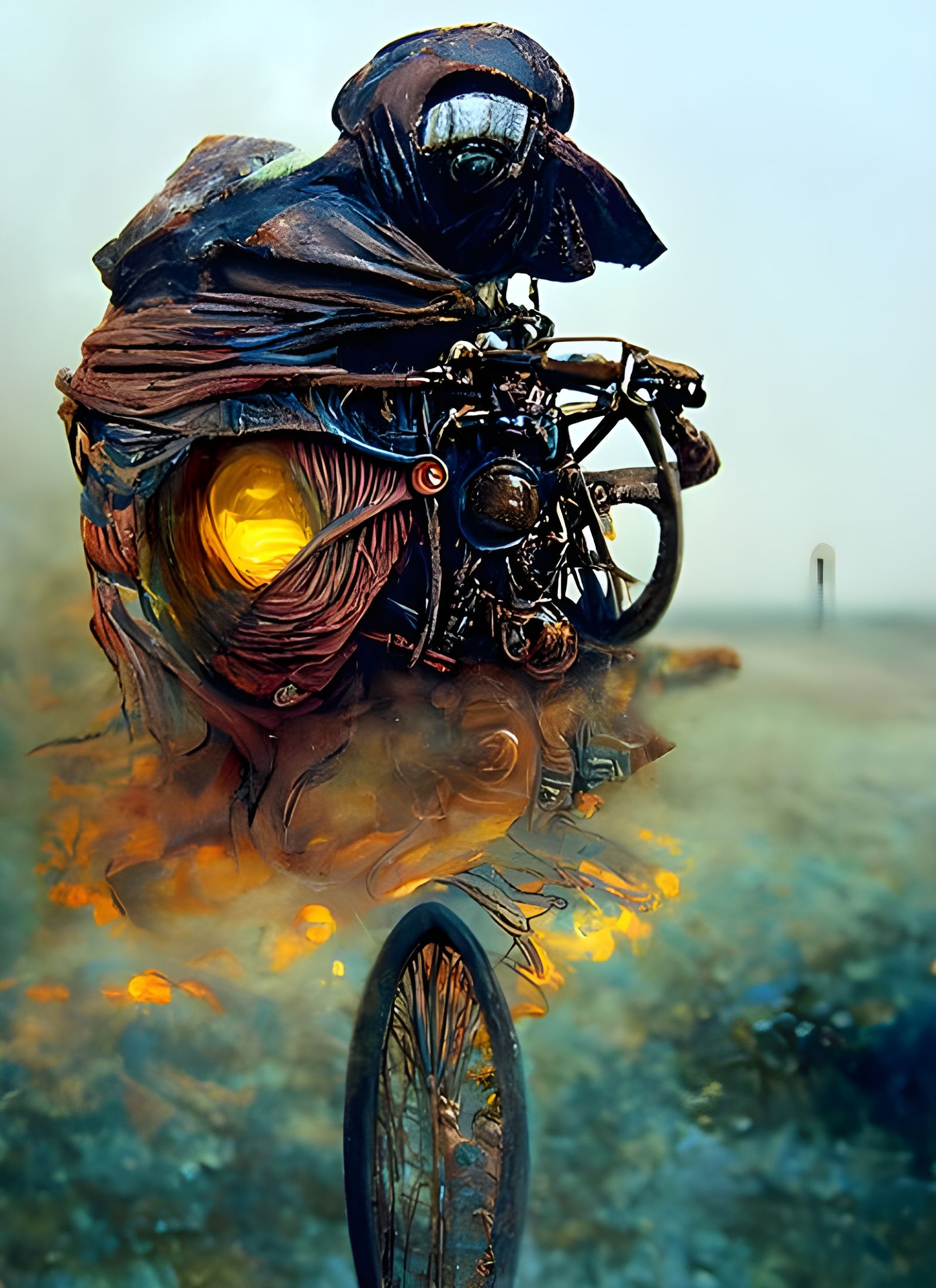 Beksinski-Inspired Motorcyclist in Extreme Detail