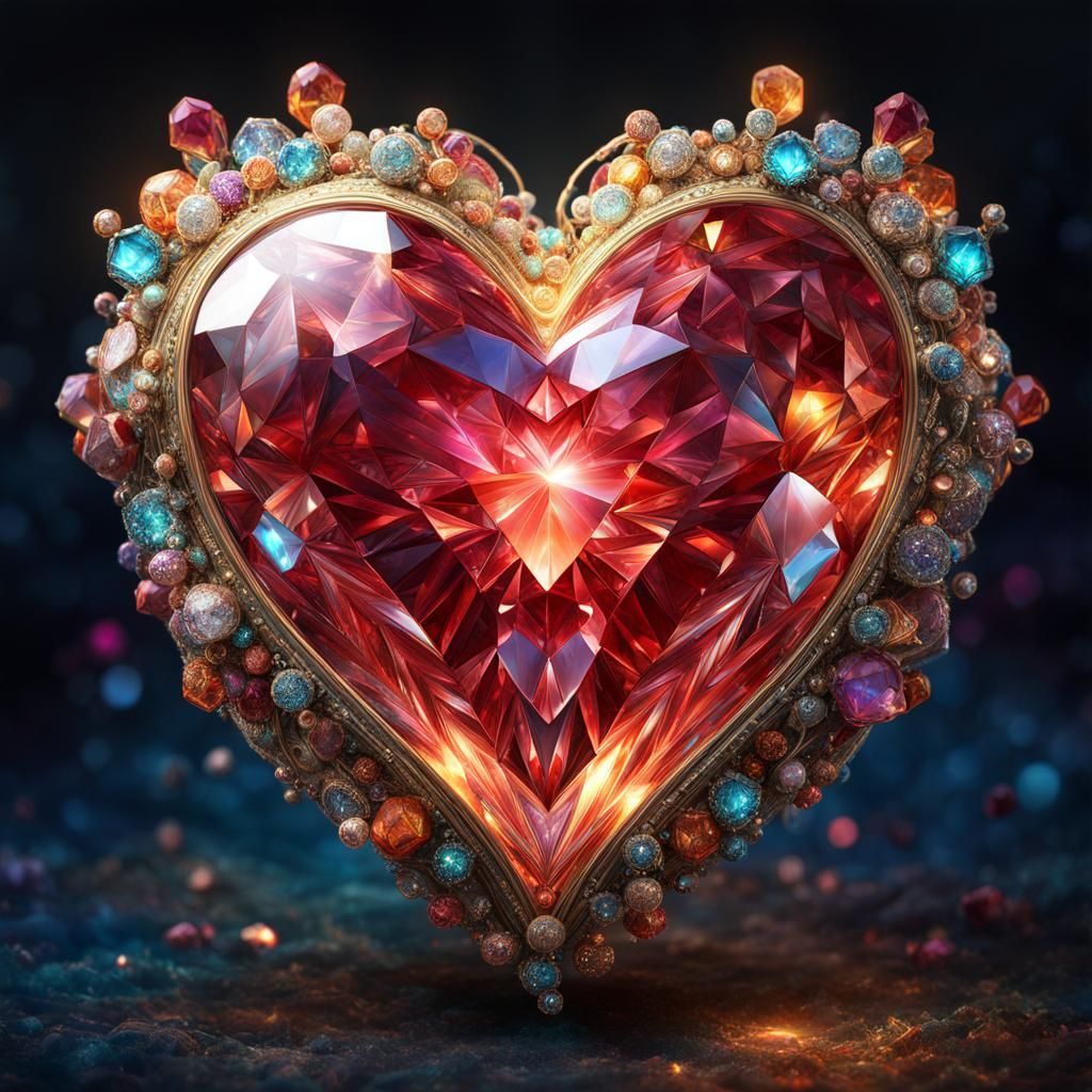 Crystalline Valentine Heart in Fantasycore Style