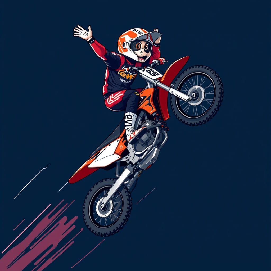 Vibrant Cartoon Motocross Scene with Dynamic Motion