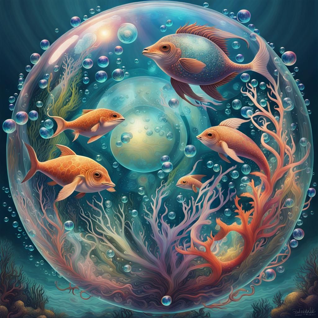 Vivid Underwater Utopia in Digital Painting Style