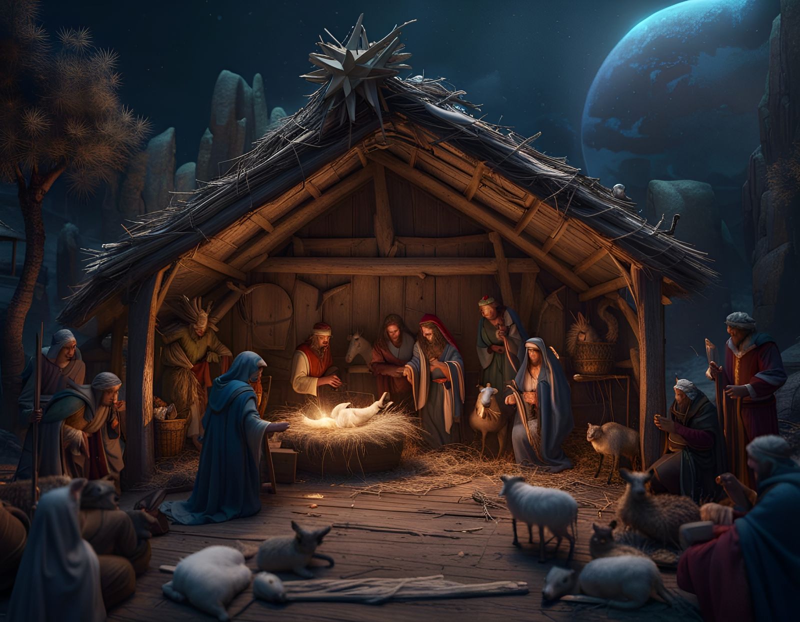 Fantastical Nativity Scene in Detailed Matte Painting