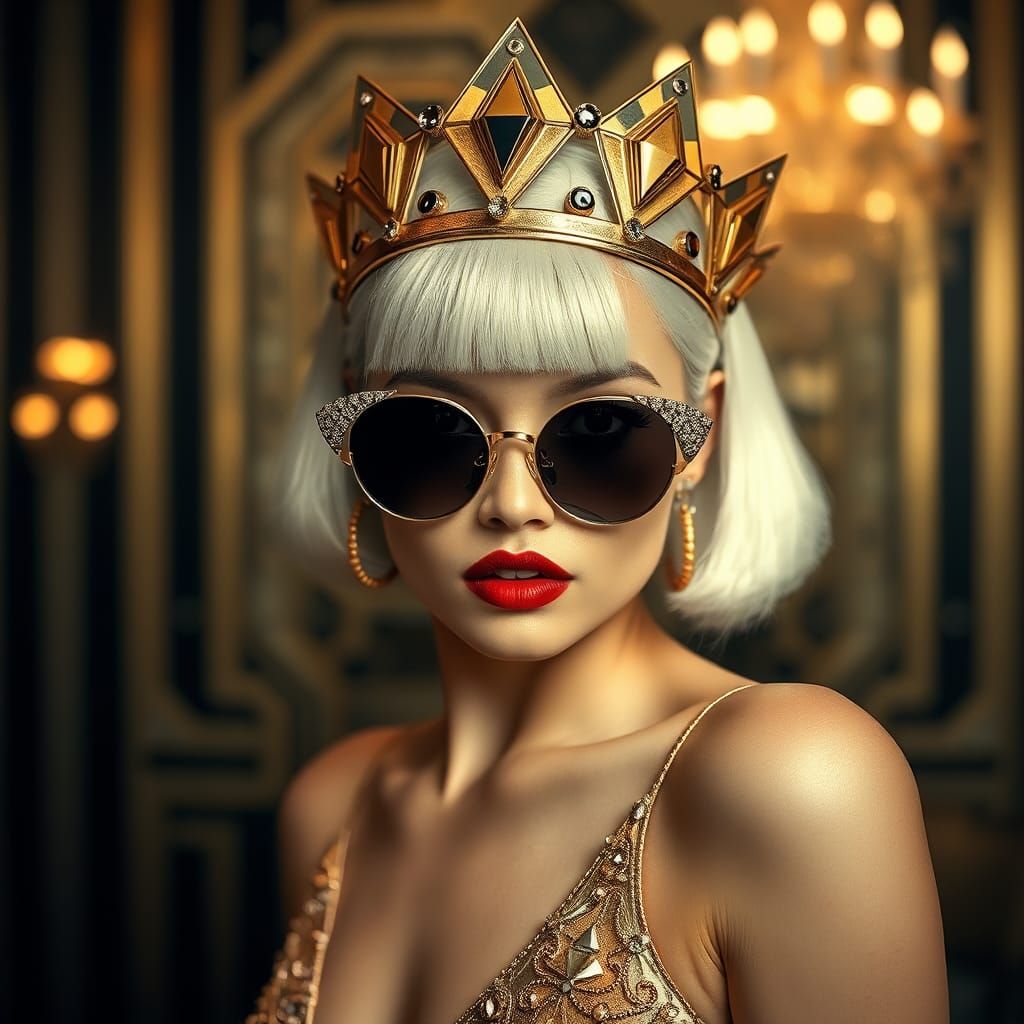 Art Deco Woman with Geometric Crown