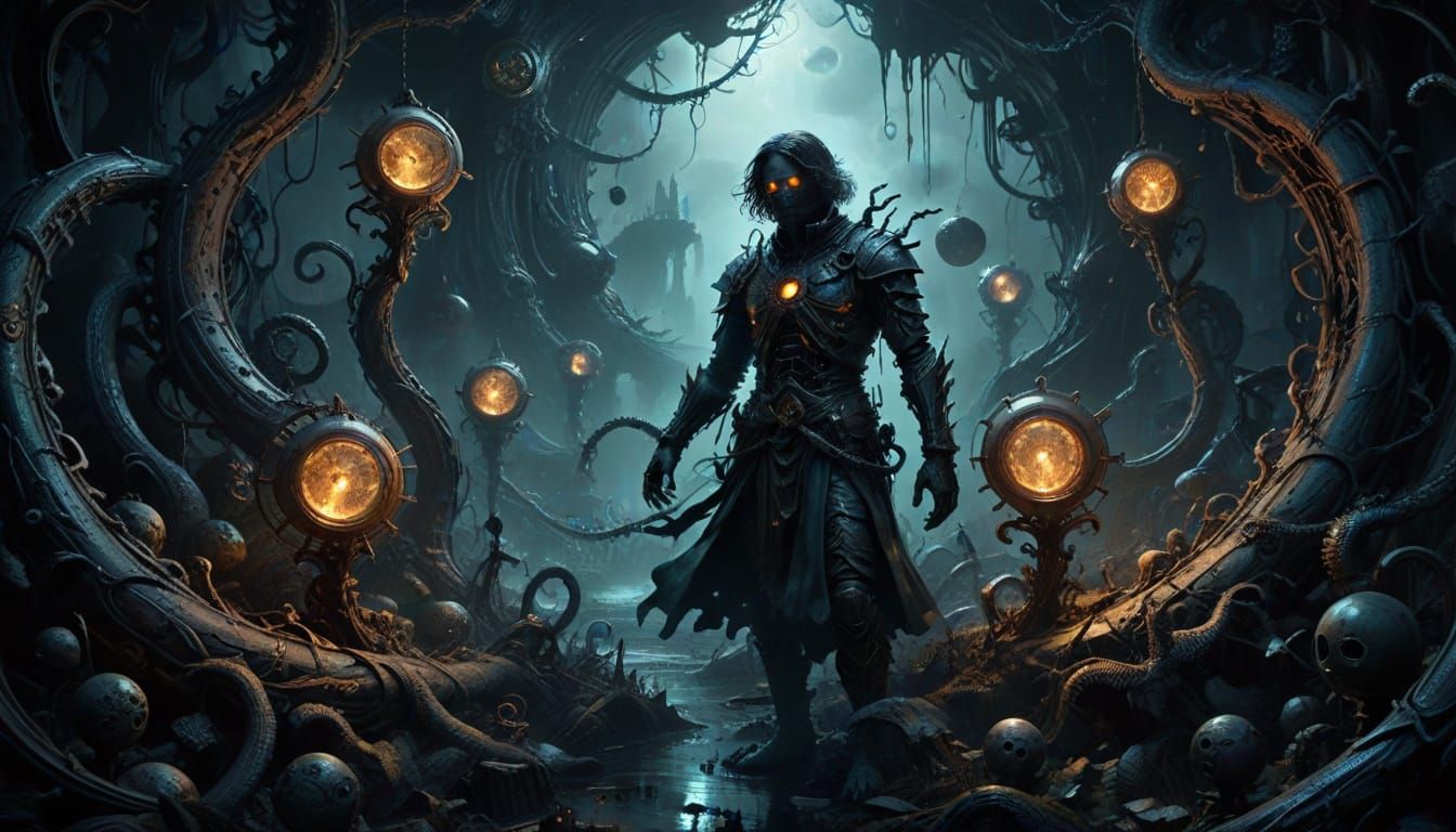 Surrealistic Cosmic Horror in a Twisted Clockwork Realm