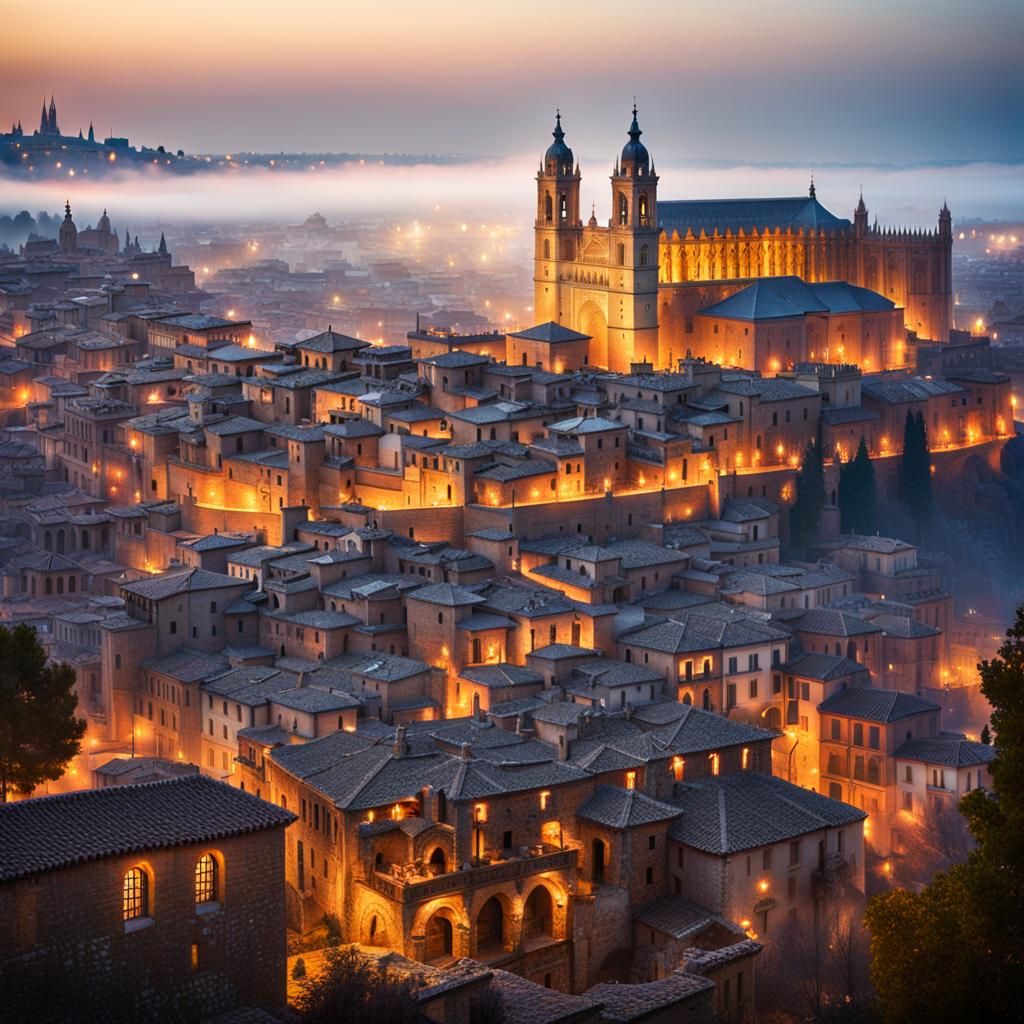 Golden Hour Cityscape of Toledo, Spain