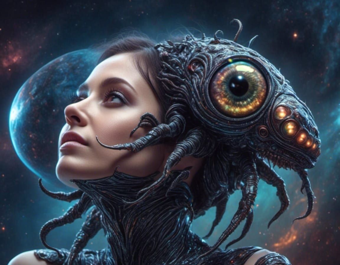 alien parasite on a woman