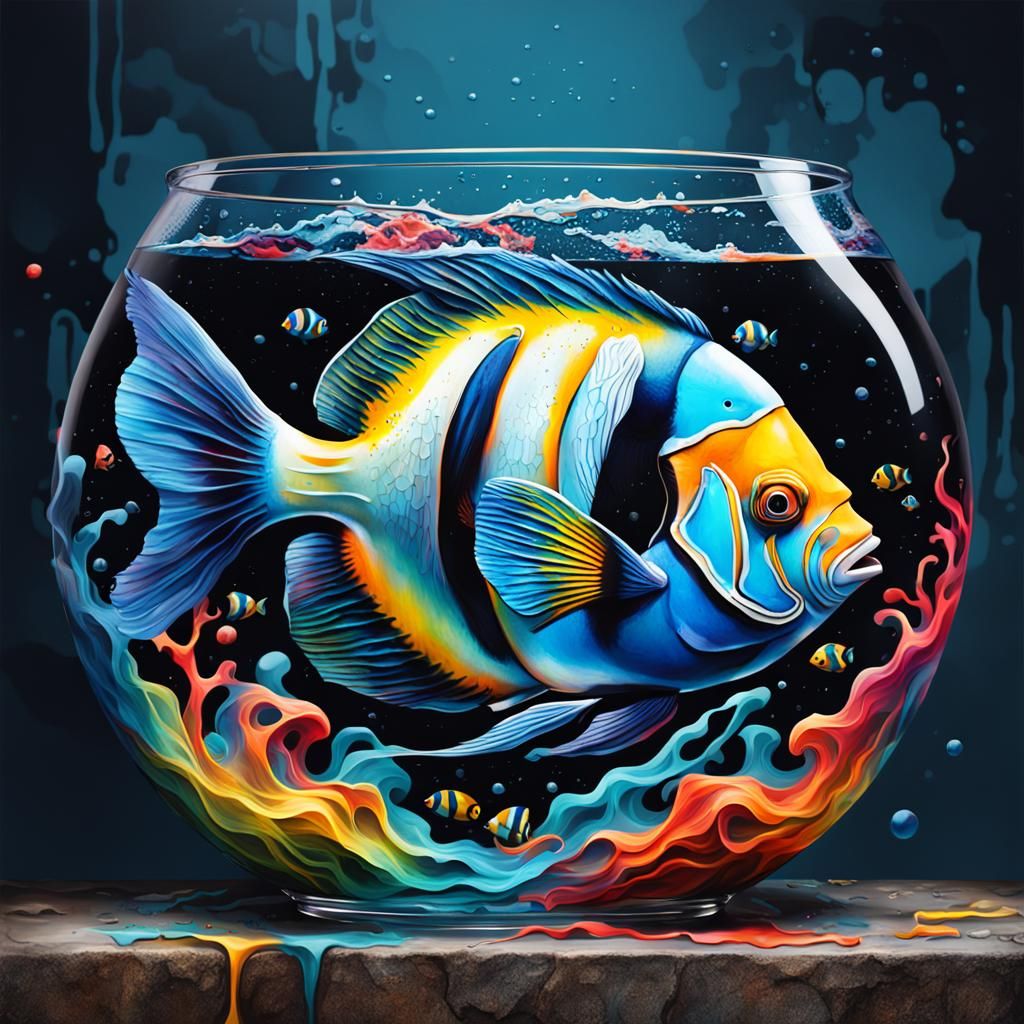 Angel Fish Graffiti Art in Vibrant Colors