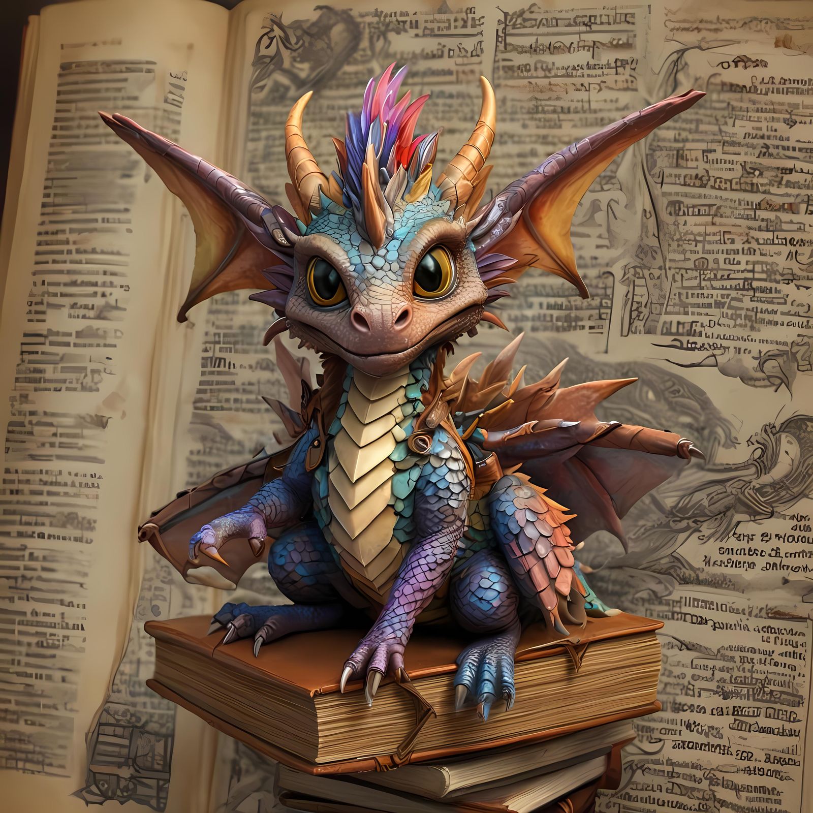 Cute Hyperdetailed Cartoon Dragon in 3D