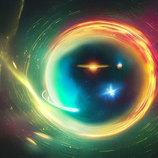Astronaut's Galactic Flight: Vibrant Digital Art in 8K