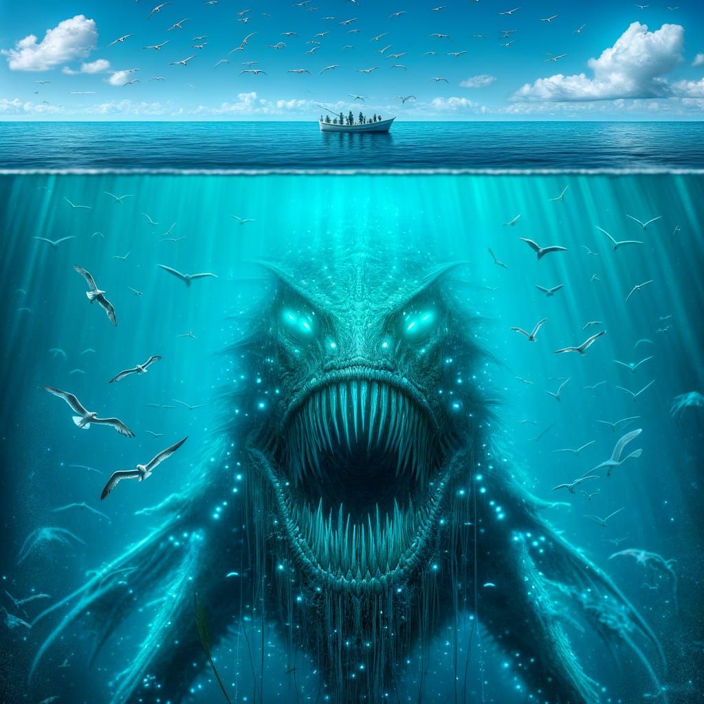 Bioluminescent Sea Monster Emerges from the Deep