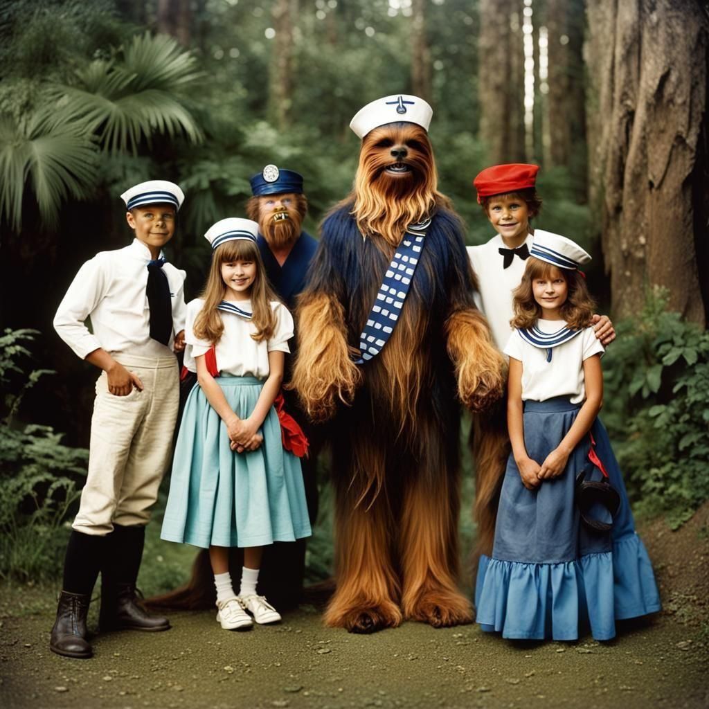 Chewbacca as Sailor in Colourful Costume Party