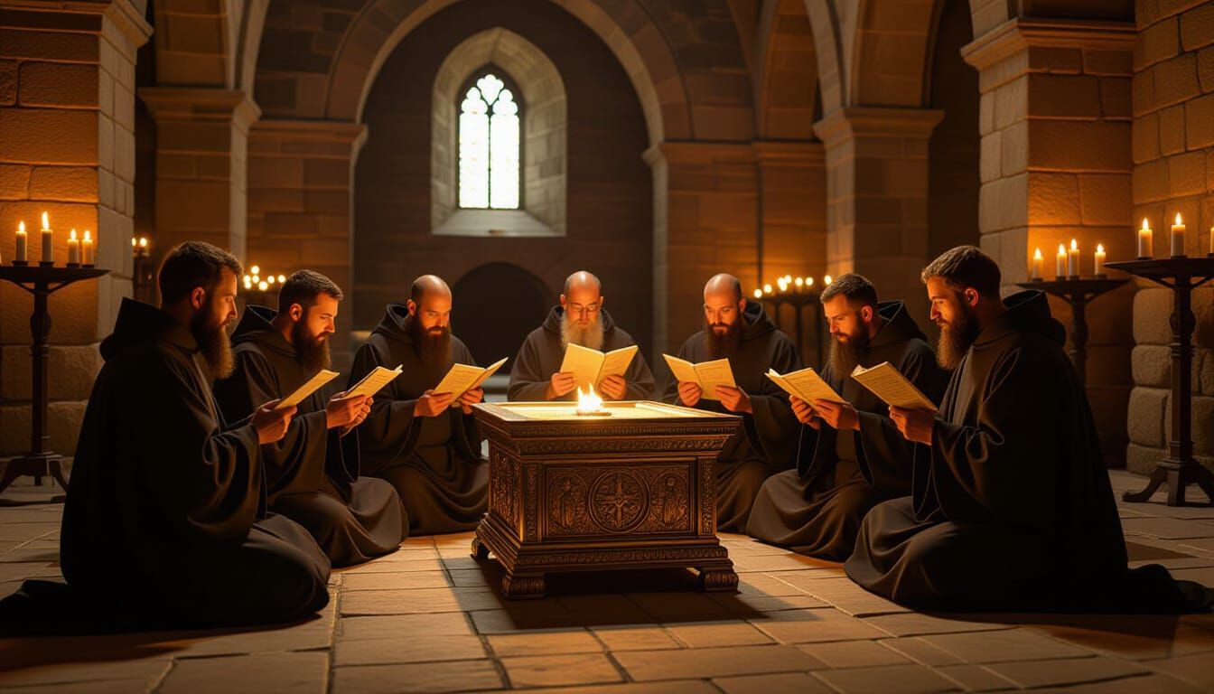 Monks Praying Around the Ark of the Covenant