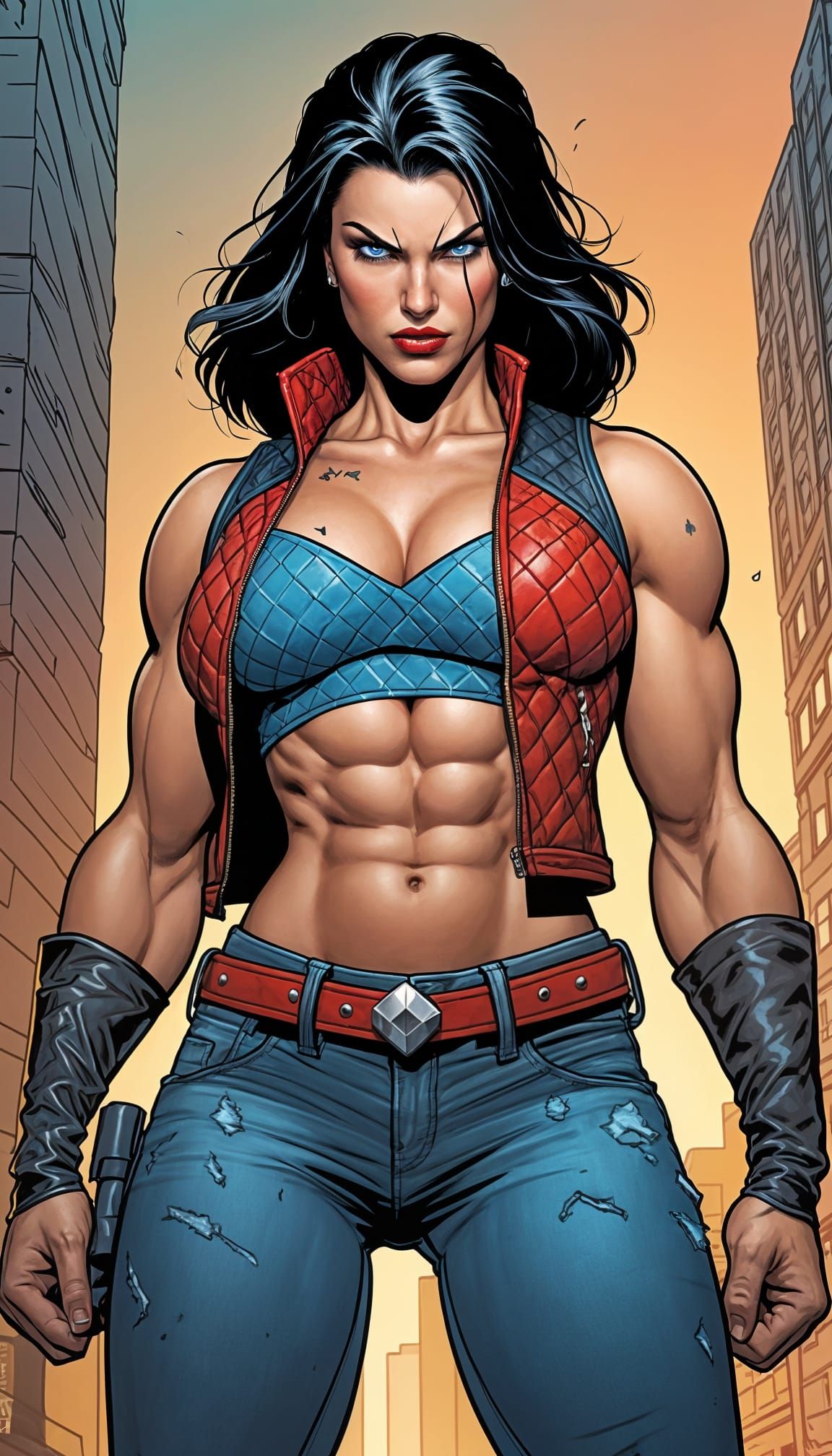 Confident Big Barda in Comic Book Style