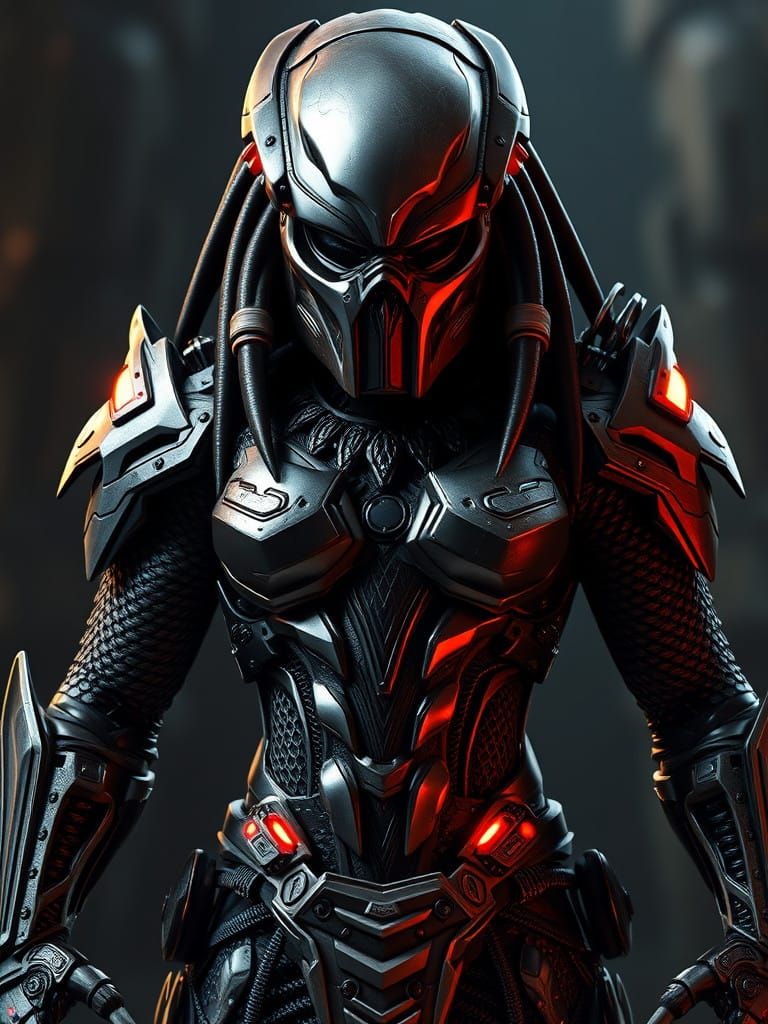 Cyberpunk Predator Warrior in Futuristic Armor