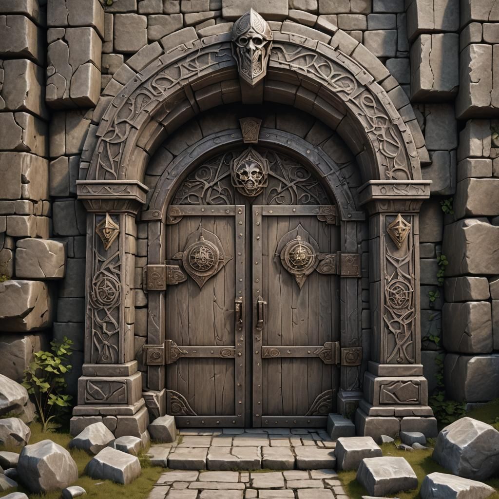 Dwarven Fantasy Temple Entrance: Chaos and War