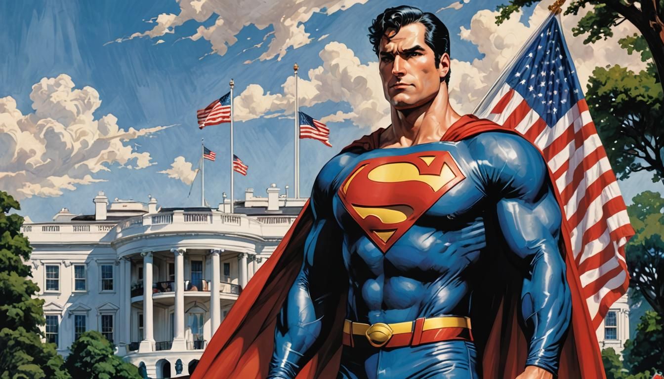 Superman Defends America in Classic Comic Style