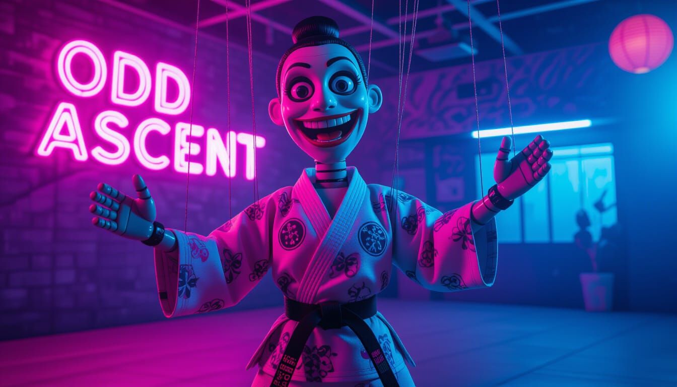 Sinister Marionette Puppet in Dystopian Art Deco Setting