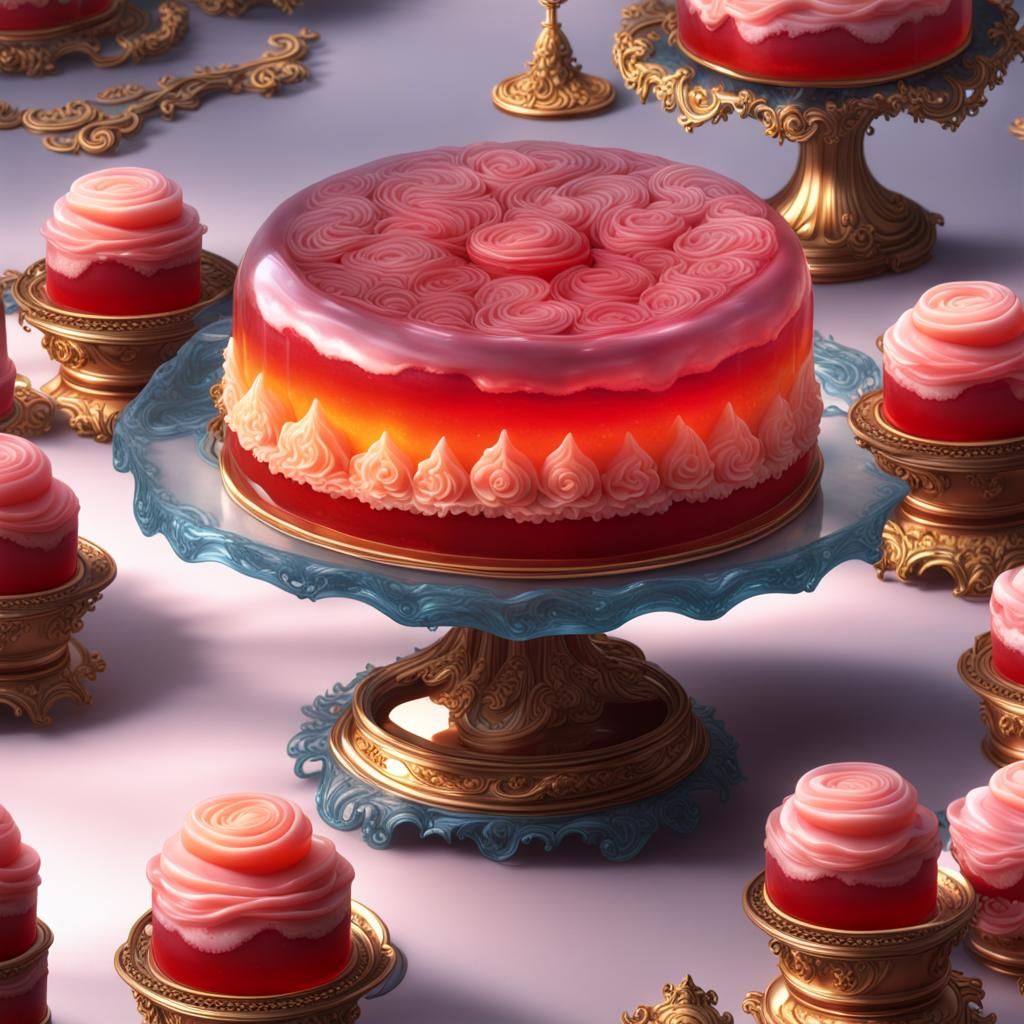 Rococo See-Through Jelly Cake Digital Painting