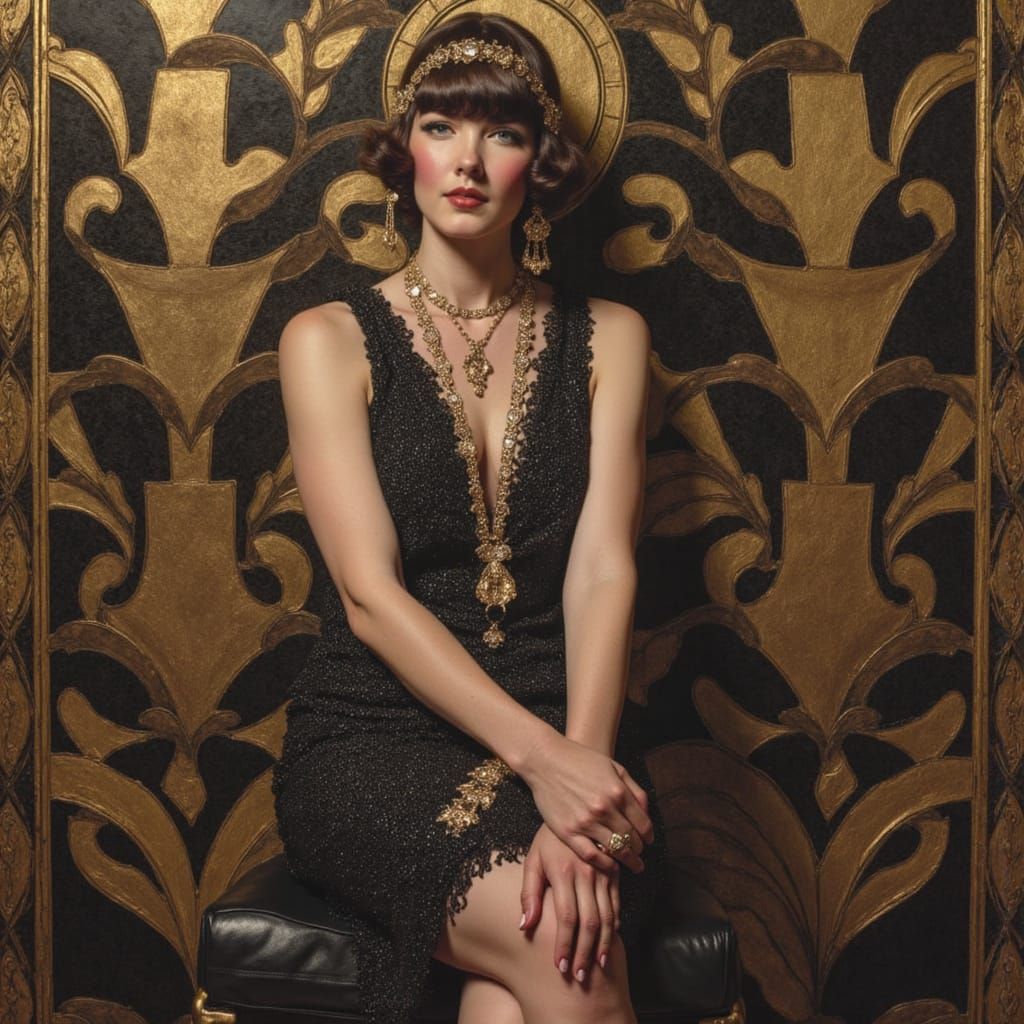 Art Deco Flapper in 1920s Parlour