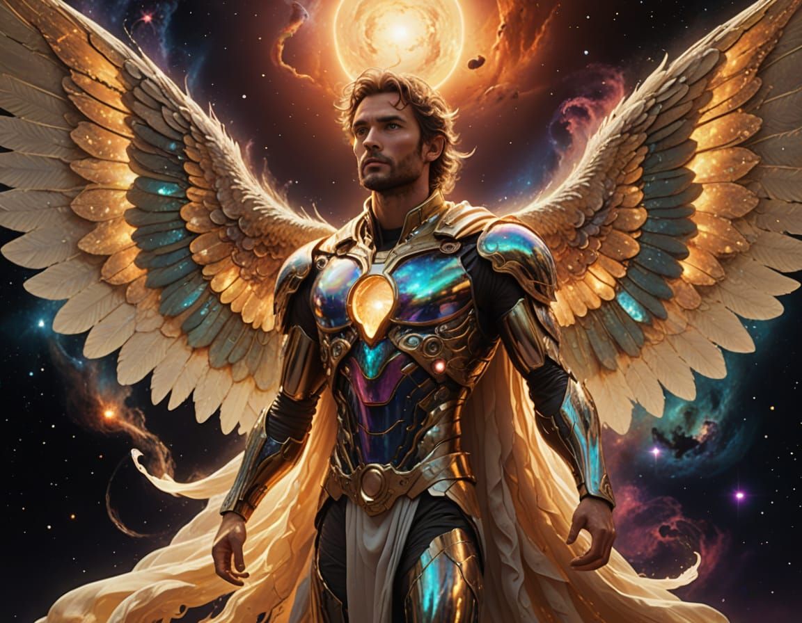 Celestial Being Gazing at Nebula: Digital Art