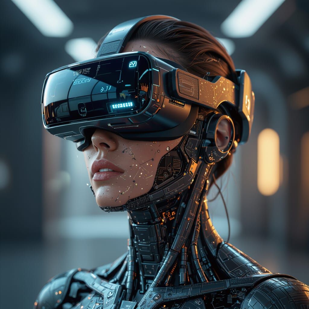 Futuristic Cybernetic Human with VR
