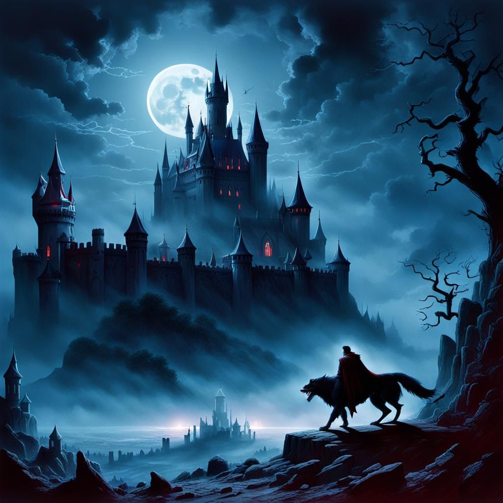 Dracula vs Lycan Beast Under Crimson Moon