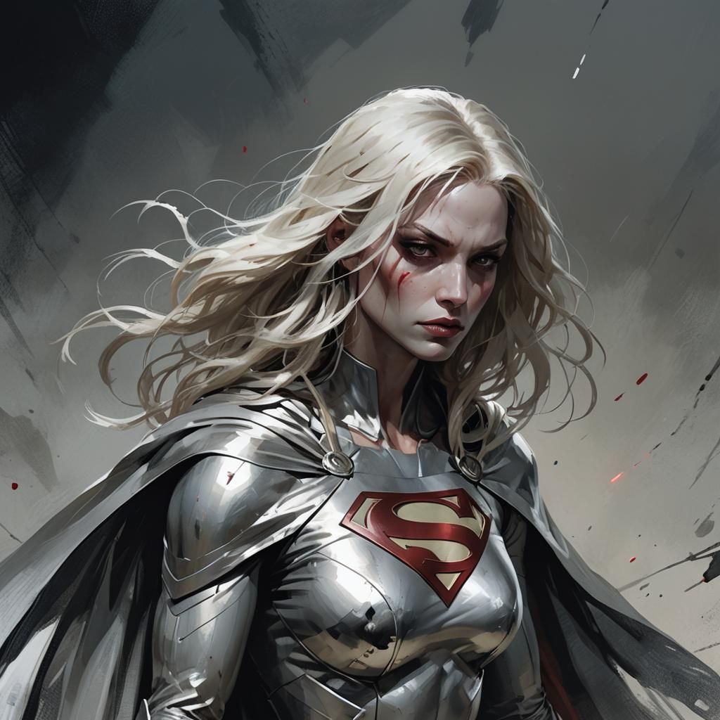 Platinum Blonde Supergirl Concept Art in Romantic Style