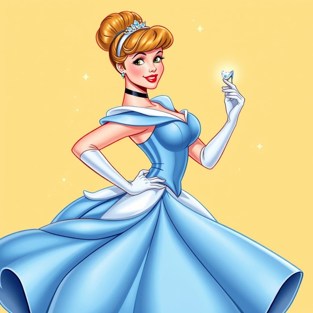 Vibrant 1950s Disney Princess Pin-Up Art