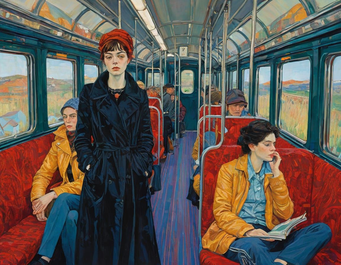 Woman on Train by Caia Koopman in Expressive Style