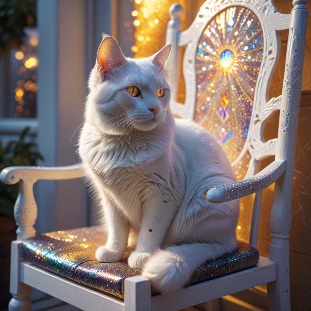 Astral Cat Portrait with Holographic Aura