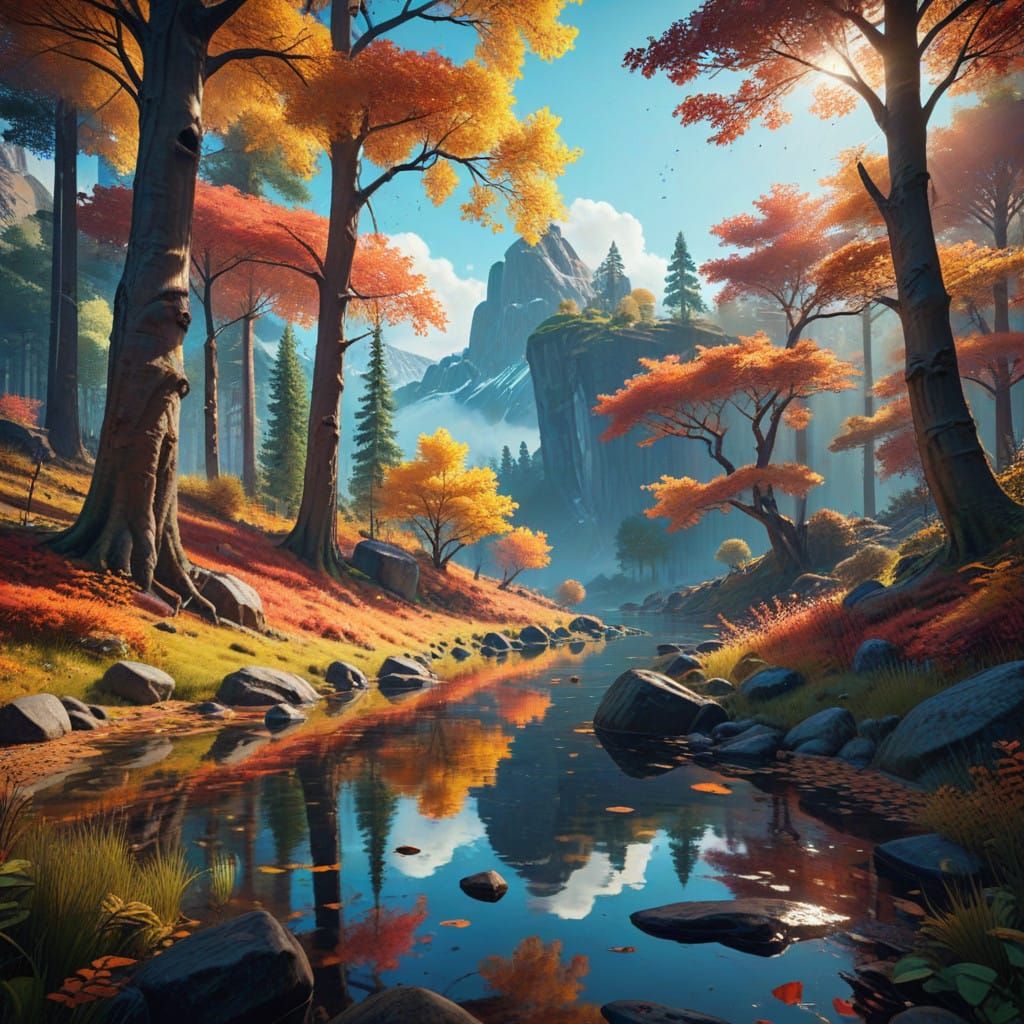 Vibrant Autumn Landscape in Fauvist Style