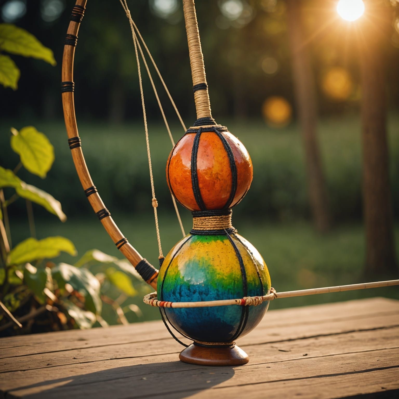 Berimbau Gourd in Sunlight: A Detailed 4K Photograph