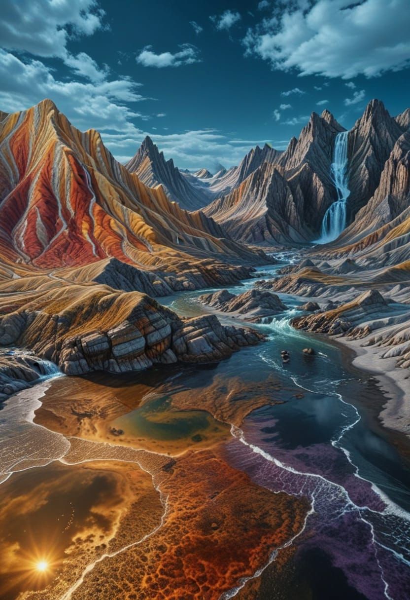 Epic Velvet Landscape in Hyperrealism Style
