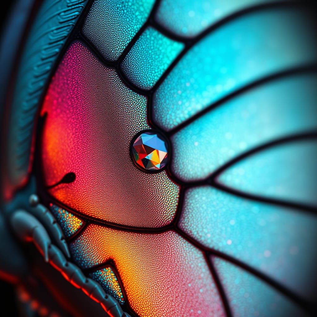 Magnified Butterfly Wing: Iridescent Jewel Mosaic