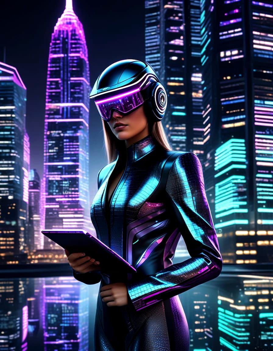 A Futuristic Real Estate Agent in a Sleek Business Suit