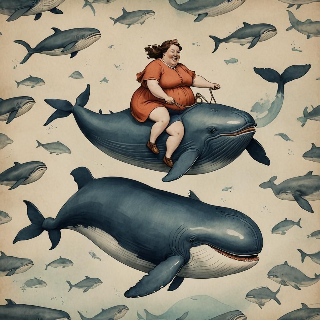 Whimsical Whale Rider: An AI-Generated Scene