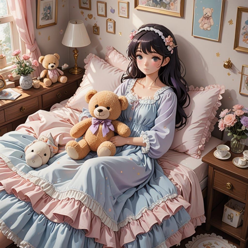 Cozy Kawaii Bedroom with Anime Girl