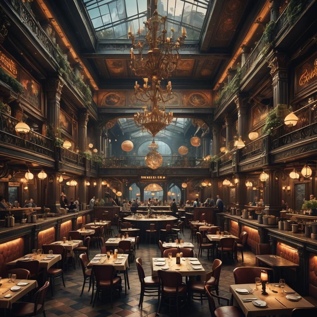 Cinematic Restaurant Digital Matte Painting