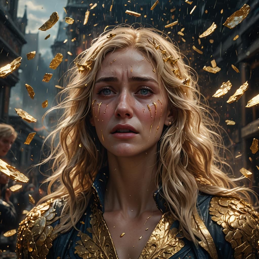 Golden Tears: A Dark Fantasy Digital Painting