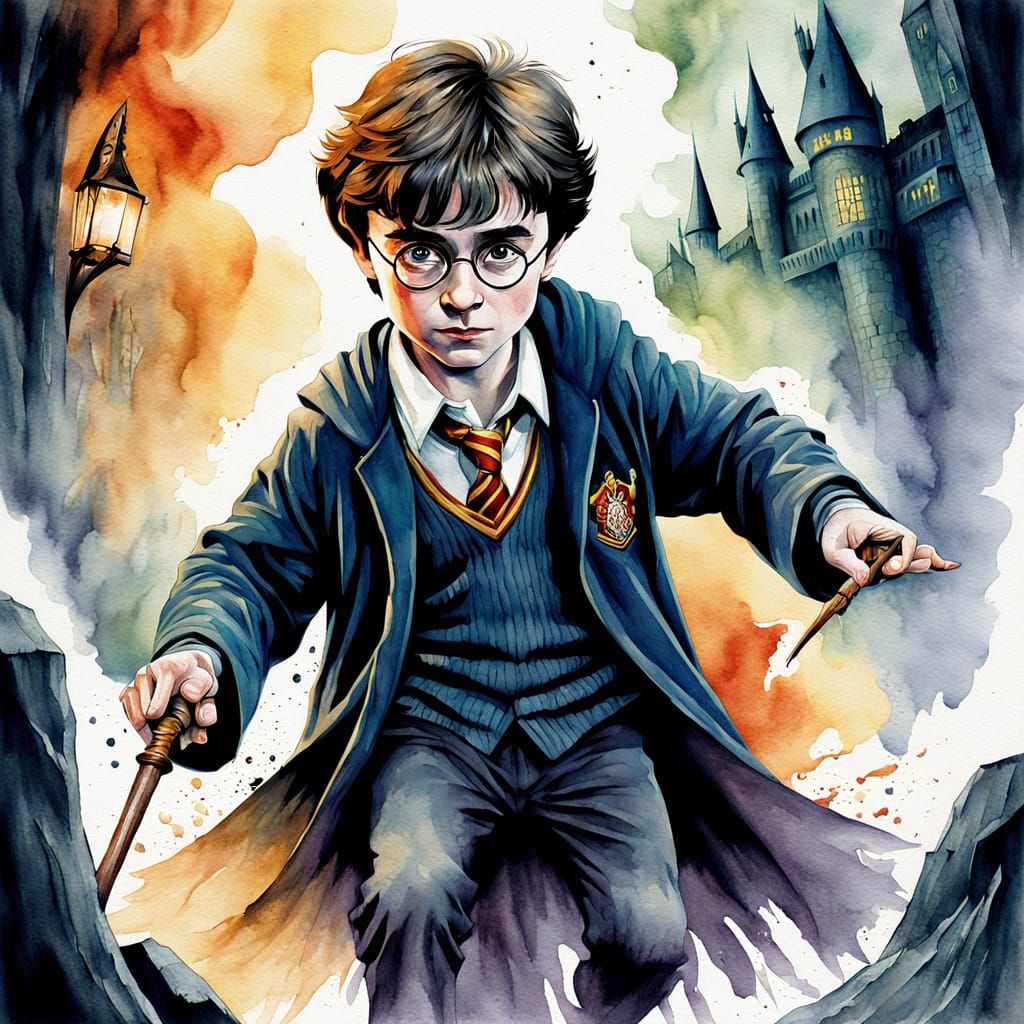 Watercolor Wizard Movie Poster in Greg Rutkowski Style