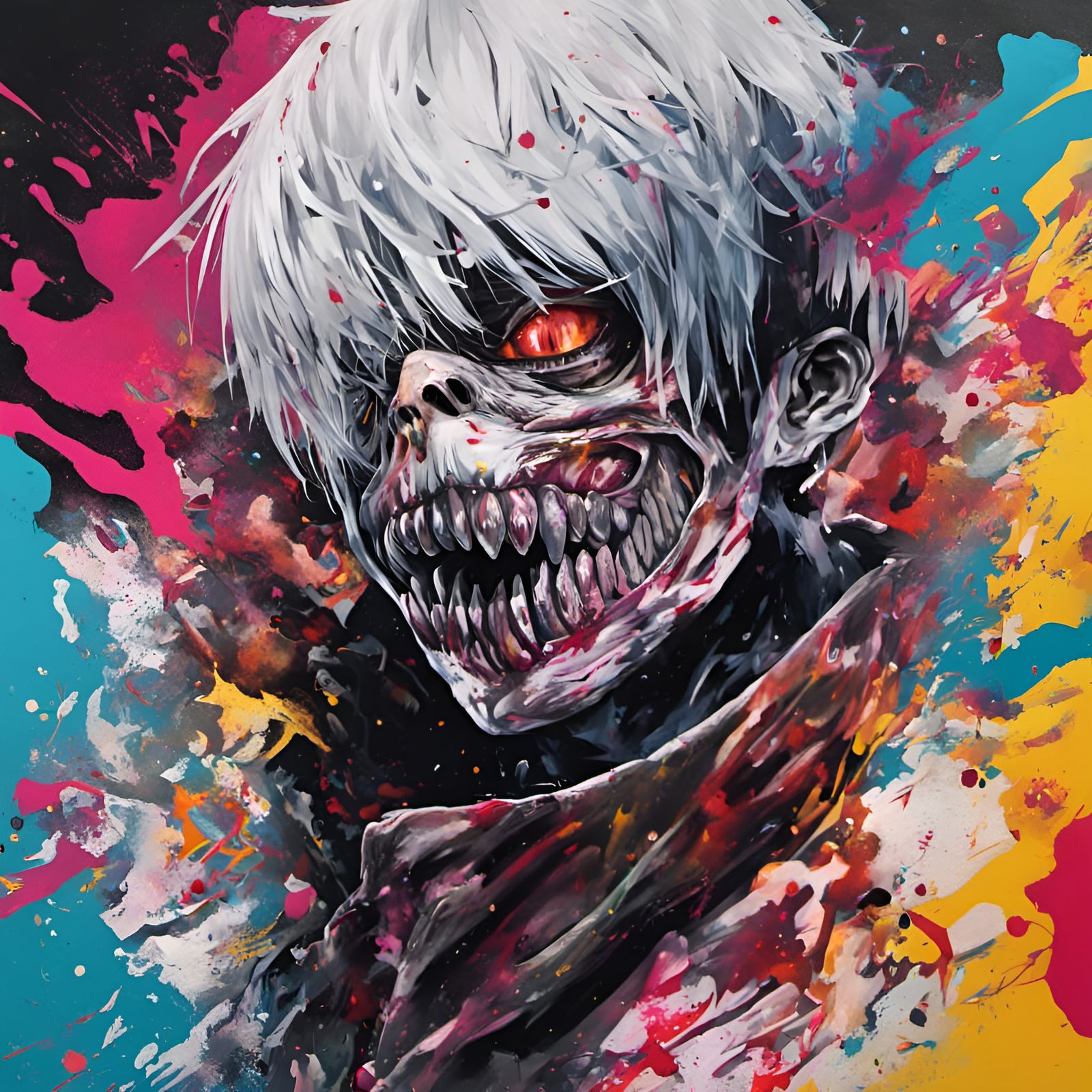 Tokyo Ghoul Hybrid in Graffiti Street Art