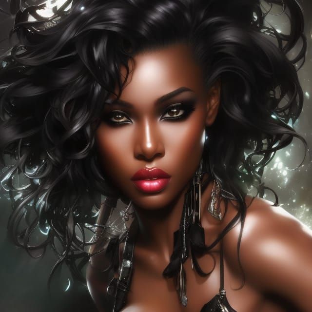 Beautiful Black Woman in Splash Art Style