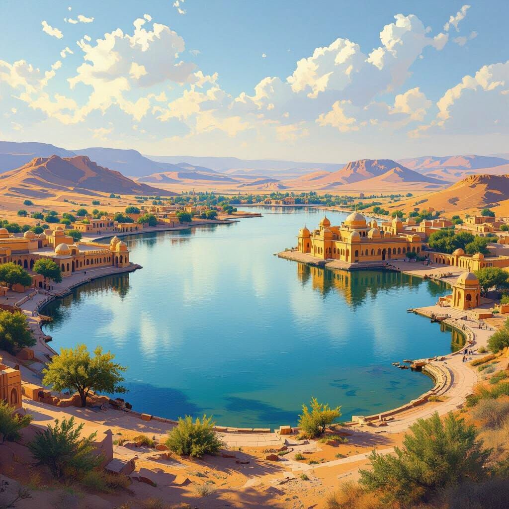 Vibrant Gadisar Lake Scene in Jaisalmer, India