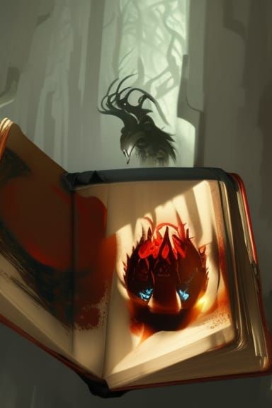 Cursed Devil's Grimoire in Dark Fantasy Style