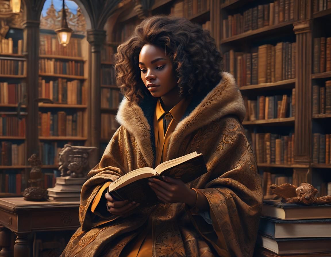 Pop Art: Woman Reads to Lion in Library