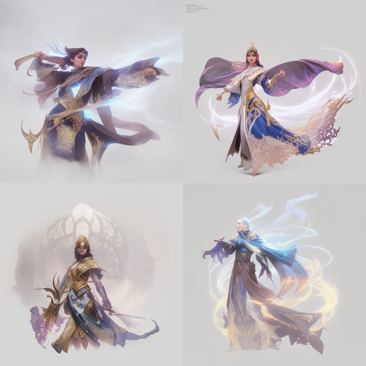 Student Elementalist Wizard Concept Art in Art Nouveau Style