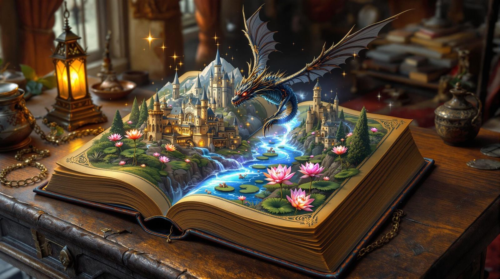 Whimsical Gothic Storybook Scene in Vibrant 3D Illustrations