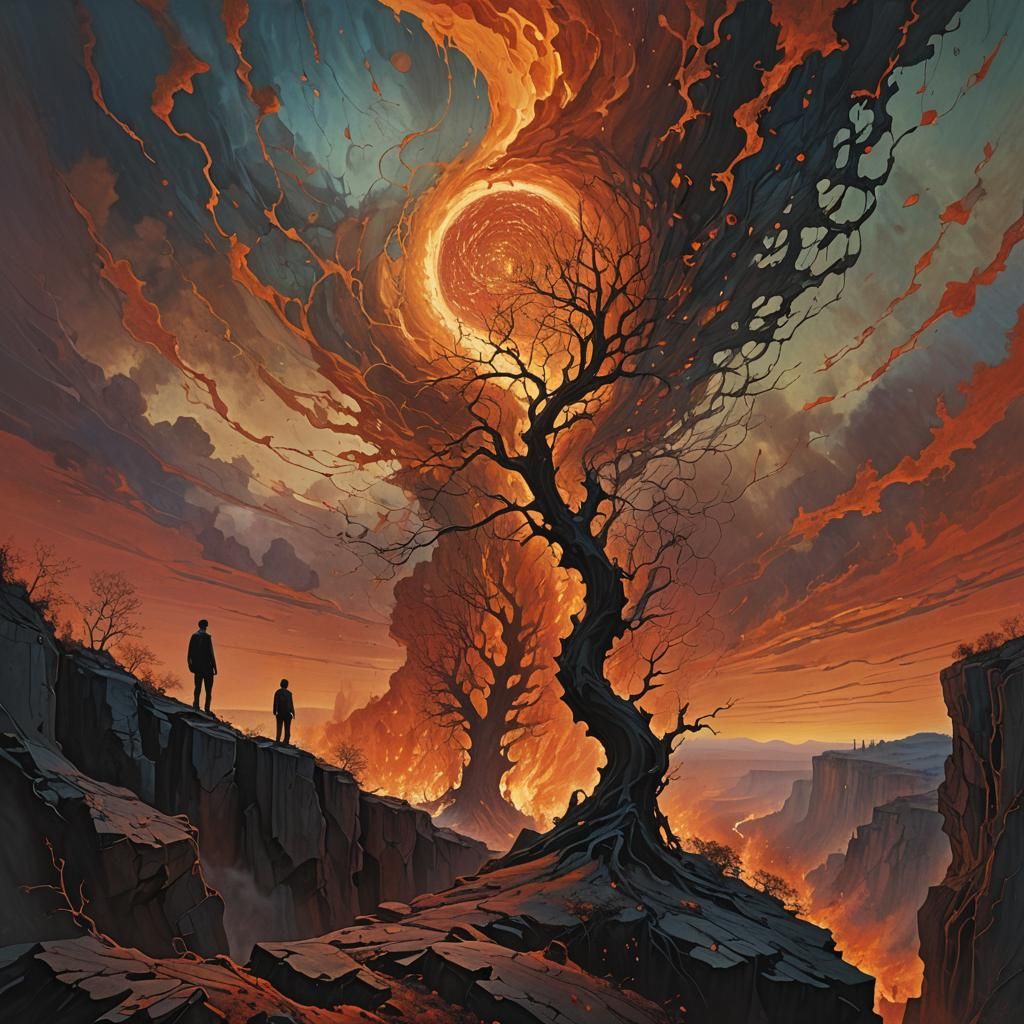 Surreal Cliffside Vortex Inspired by Beksiński