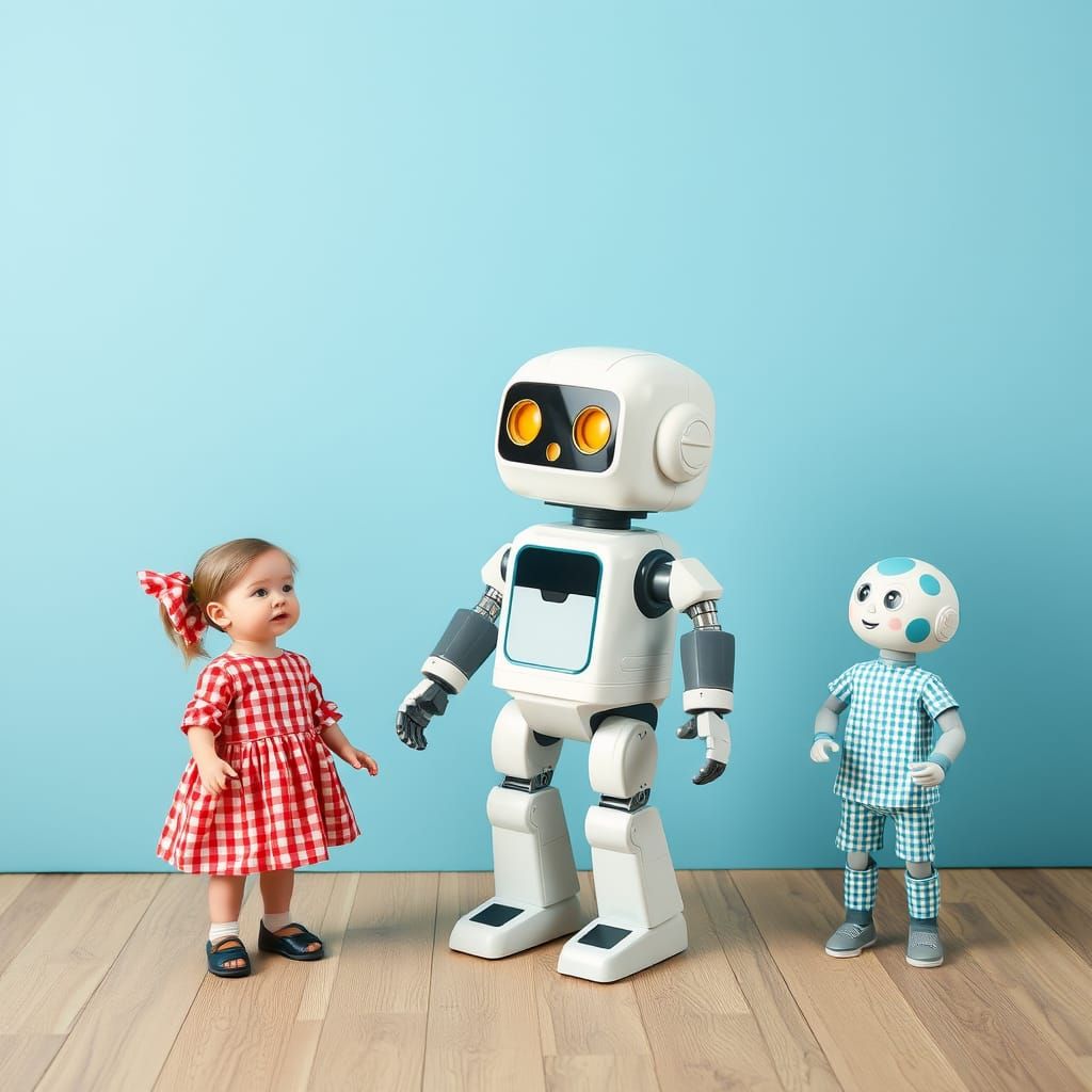 Robot in Gingham Family Portrait