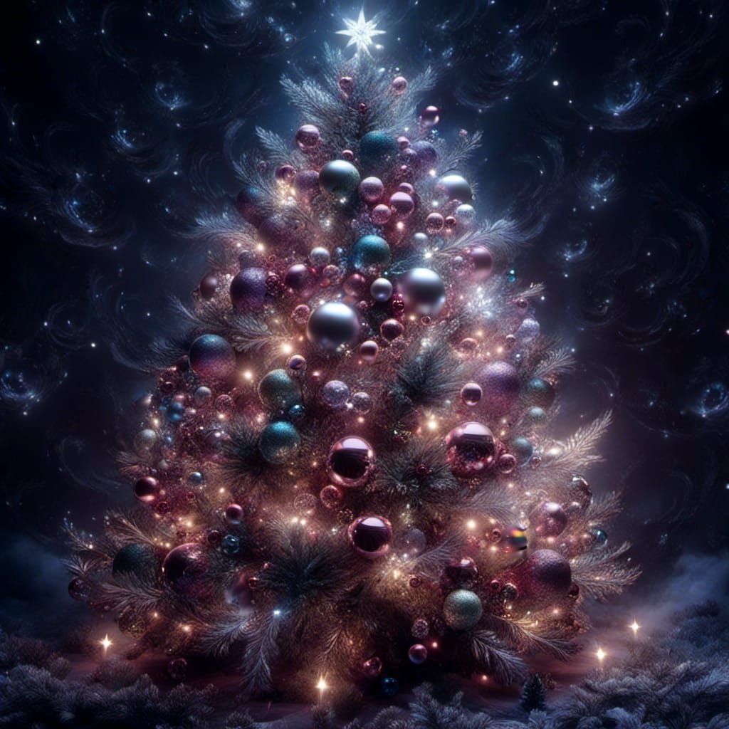 Sparkling Christmas Tree with Lights and Ornaments